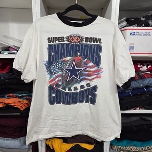 Vintage 1996 Dallas Cowboys Super Bowl XXX Champions Starter Ringer T-Shirt L
